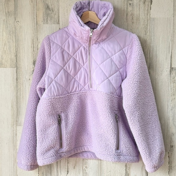 J. Crew Quilted Sherpa Teddy Jacket Lavender Purple Relaxed Fit Size S - Picture 1 of 11